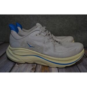 Hoka One One Clifton 10 Shoes Mens 11.5D Beige Running Sneakers 1162030 SCCV